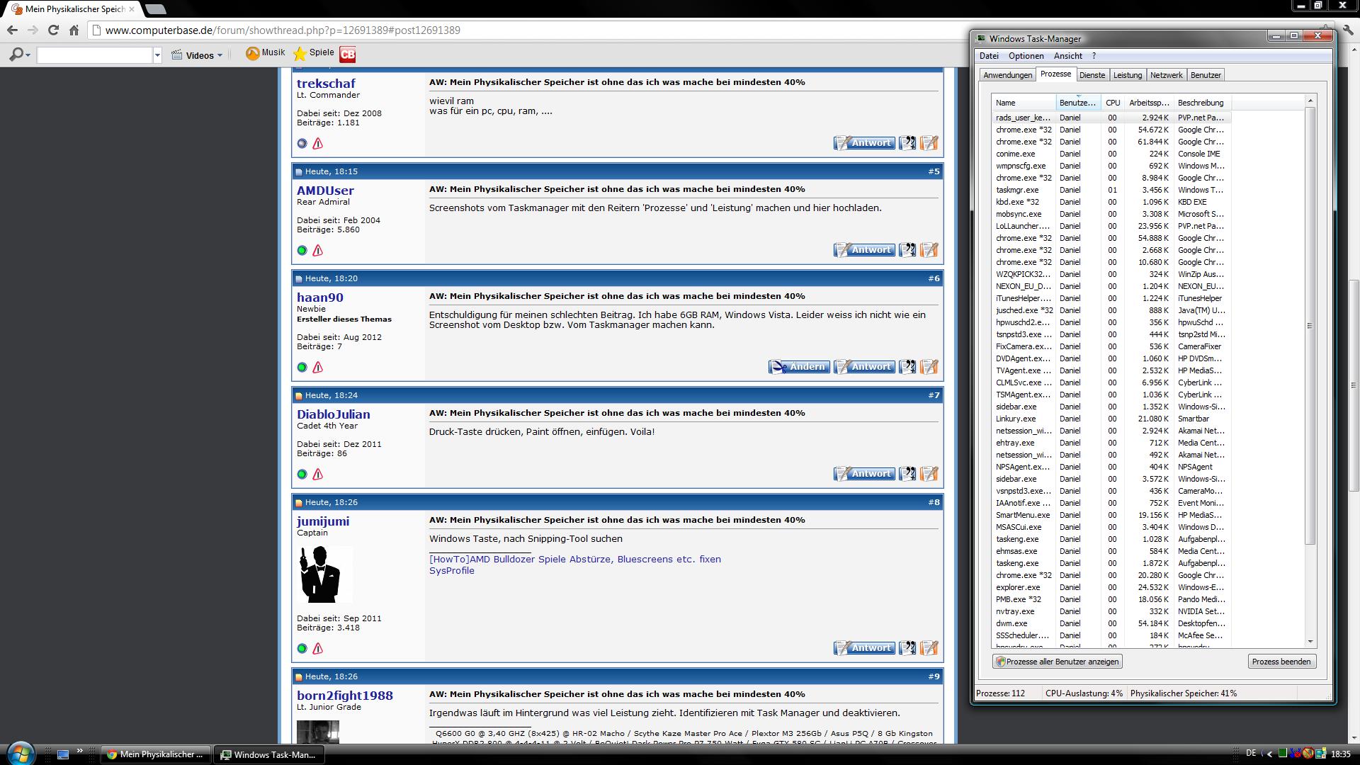 Mein Physikalischer Speicher Ist Ohne Das Ich Was Mache Bei Mindesten 40 Computerbase Forum