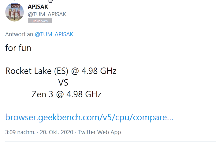 2020-10-20 15_21_35-(19) APISAK auf Twitter_ _for fun Rocket Lake (ES) @ 4.98 GHz VS Zen 3 @ 4...png