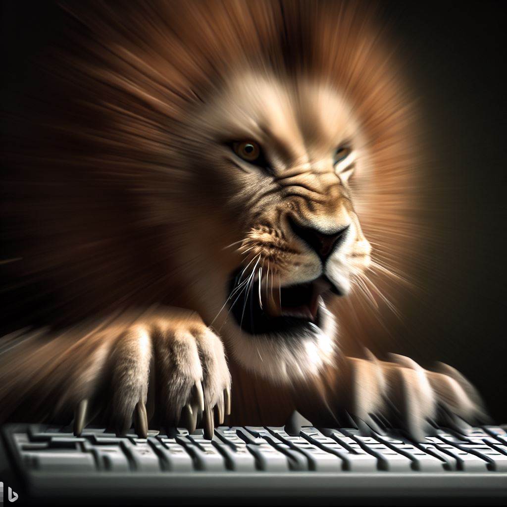 a lion typing very fast on a keyboard.jpeg