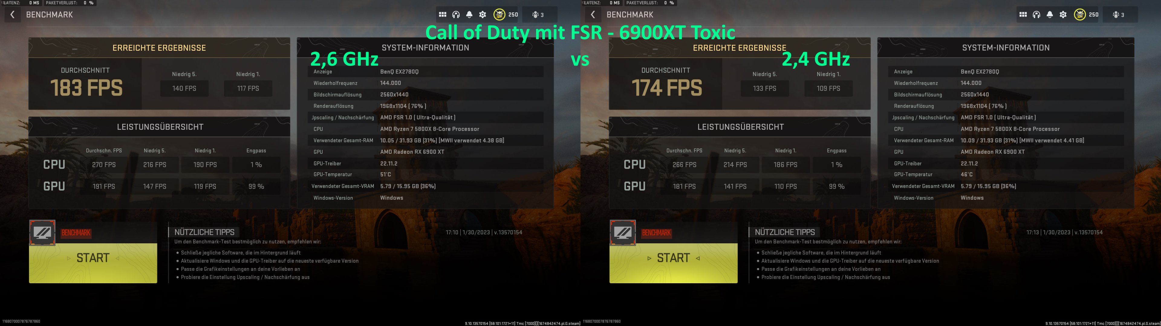 Call of Duty mit FSR- 6900XT Toxic  2,6 GHz vs 2,4 GHz.jpg