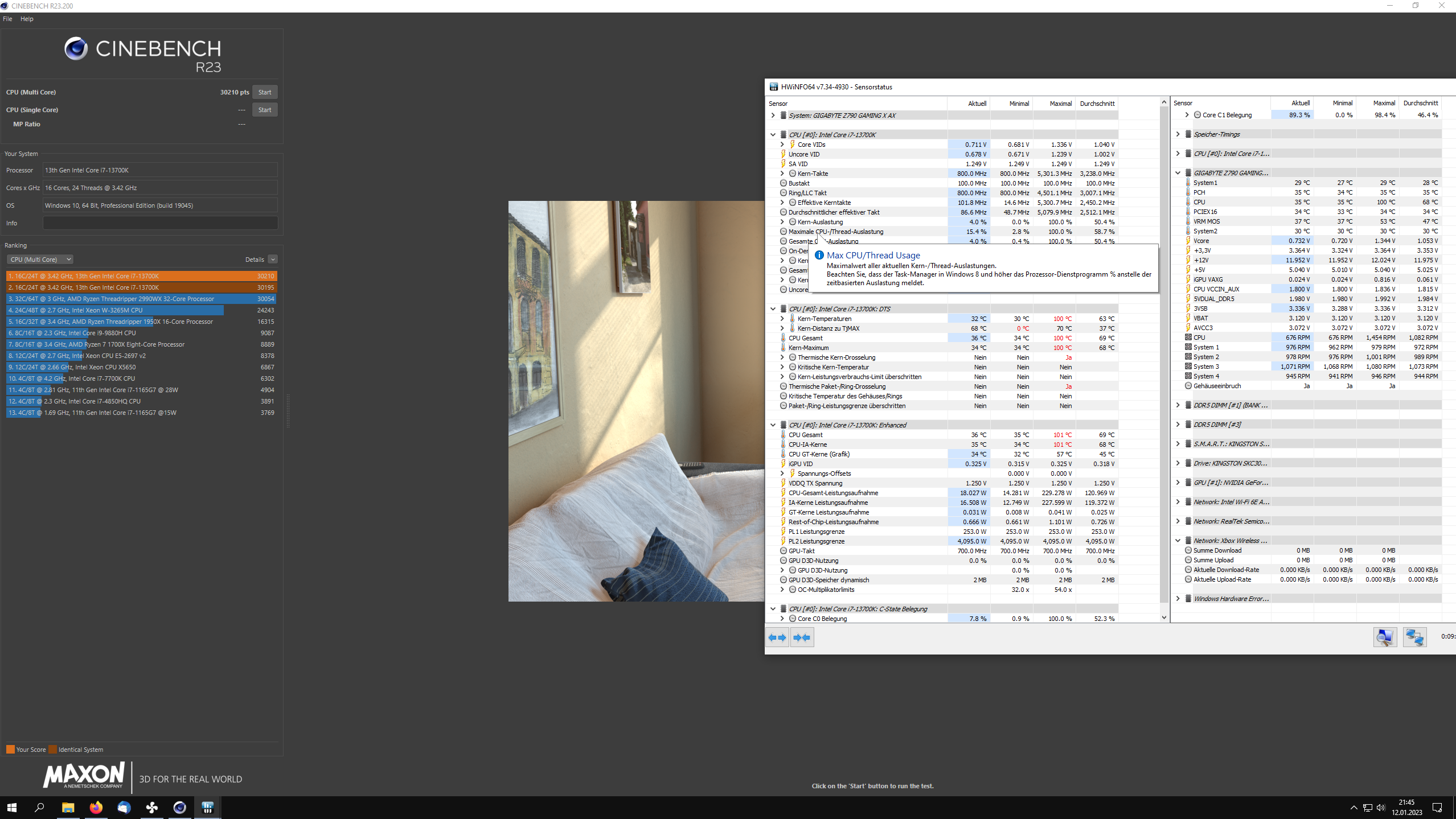 Cinebench Ergebnis nach Lüfterkorrektur mit HWInfo Daten.png