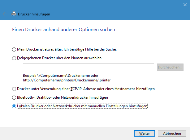 Windows 10 Alteren Nicht Erkannten Drucker Hinzufugen
