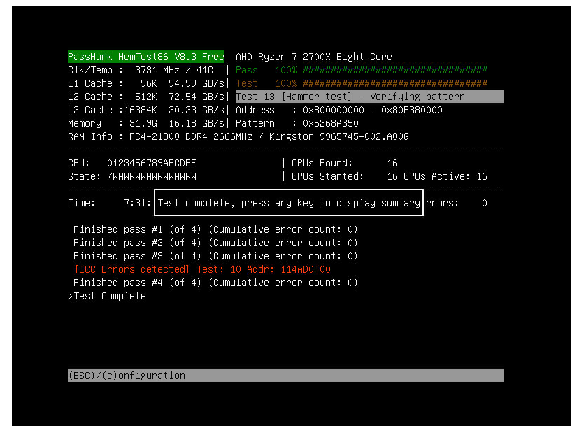 Ecc error rate failed как исправить