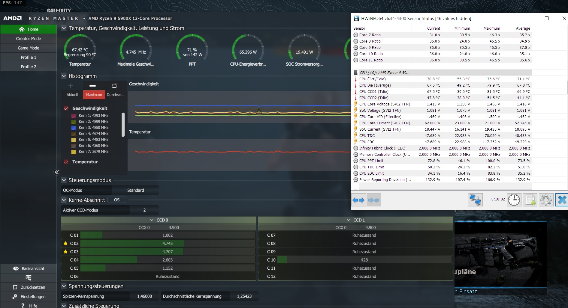 Gehäuse Offen AIO 75% Erhöhter CPU TAKT weniger max temps.jpg