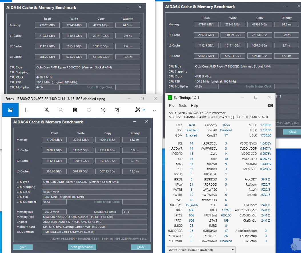 R5800X3D 2x8GB 3400 CL14 18 15 BGS disabled drei messungen.PNG