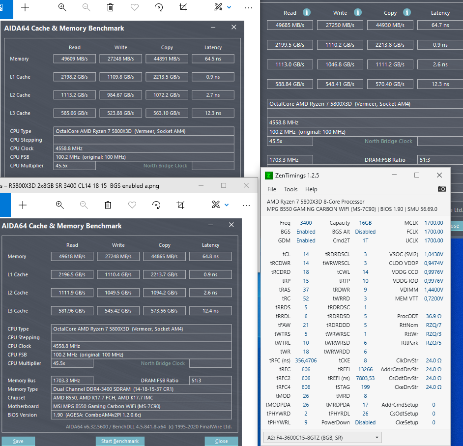 R5800X3D 2x8GB 3400 CL14 18 15 BGS enabled drei messungen.PNG