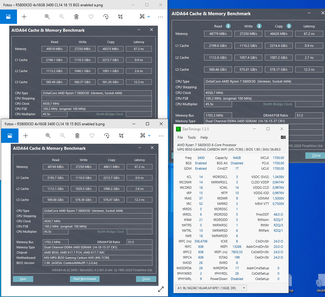 R5800X3D 4x16GB 3400 CL14 18 15 BGS enabled drei messungen.PNG