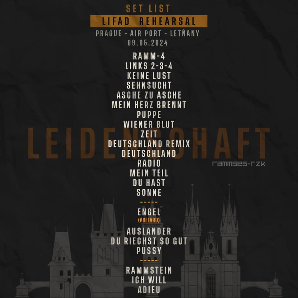 Rammstein-Setlist 2024, Prag, Probe.jpg