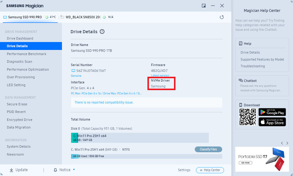 Samsung NVMe driver for Samsung 990 Pro.png