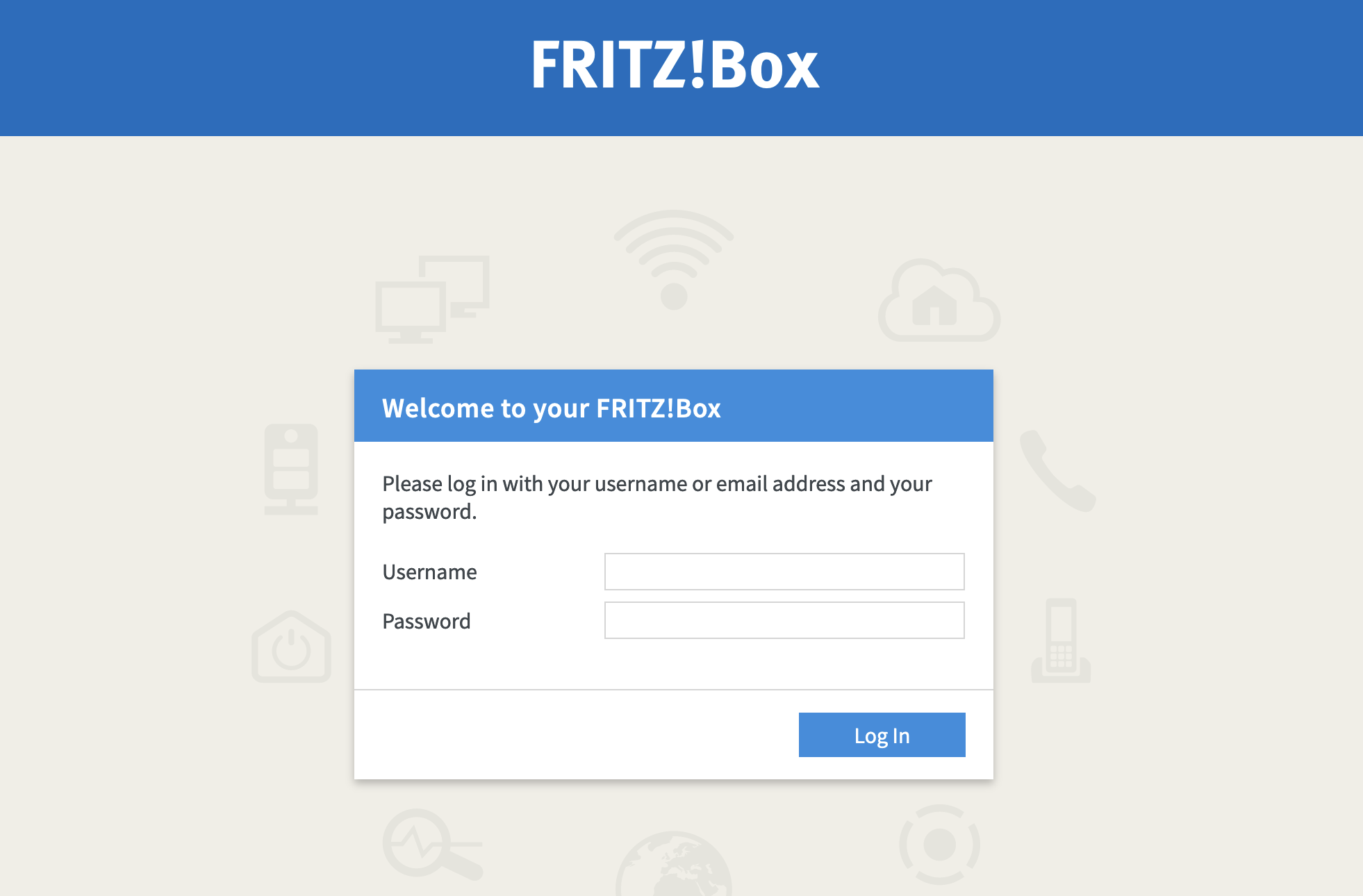 Fritzbox Anmeldemaske